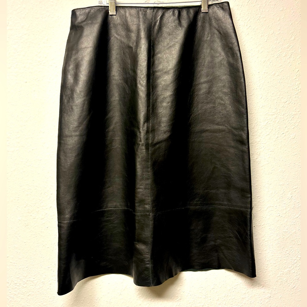 NWT Black MICHOU Vintage Leather Midi Skirt 10